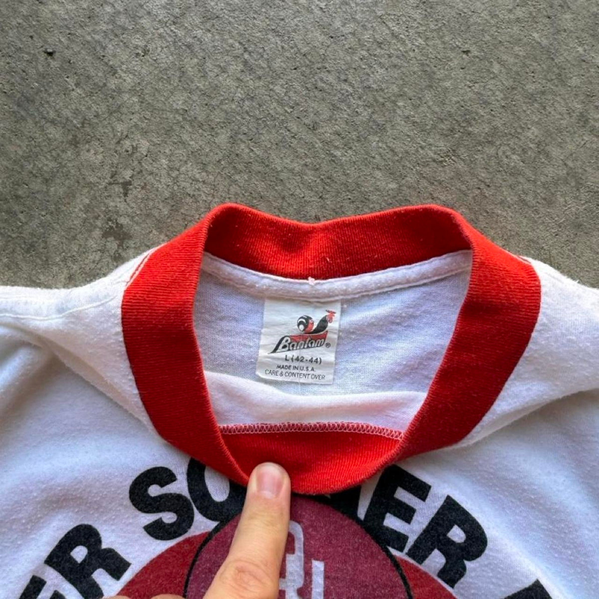 Vintage 80s Nebraska Huskers Sooner Busters Ringer T-Shirt - Large