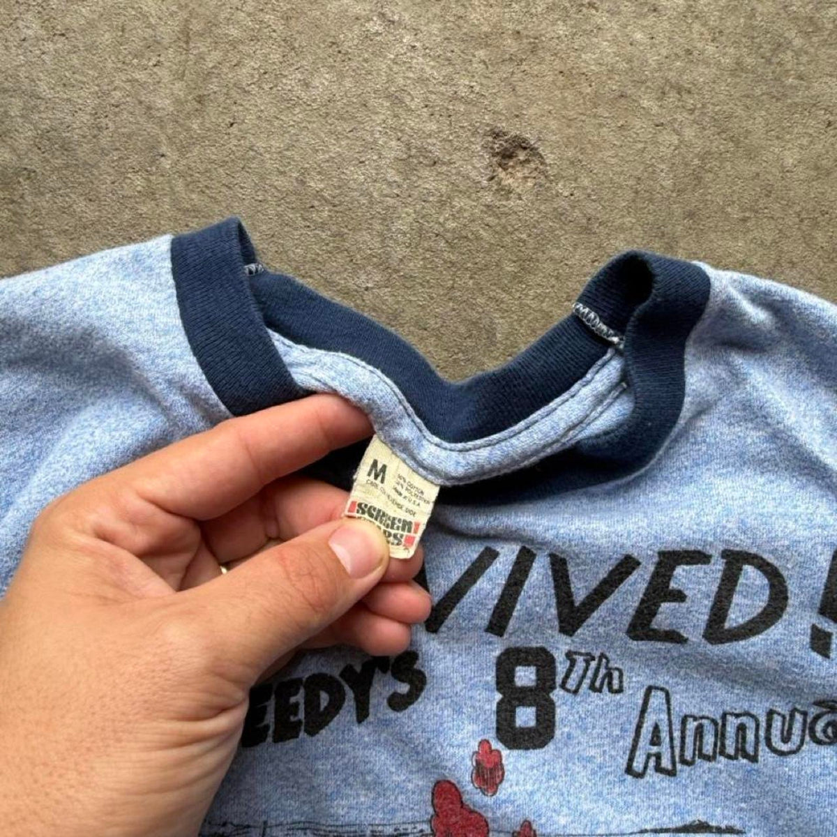 Vintage 80s I Survived Speedys Hog Roast Ringer T-Shirt - Medium