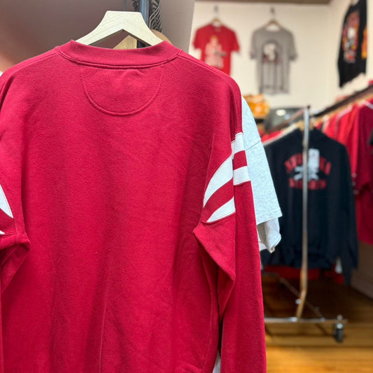 Vintage 90s Nebraska Huskers Striped Sleeve Crewneck - Medium
