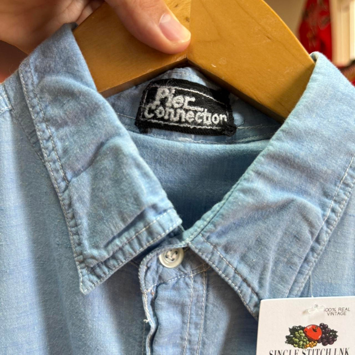 Vintage 80s Pier Connection Pocketed Shirt - Large