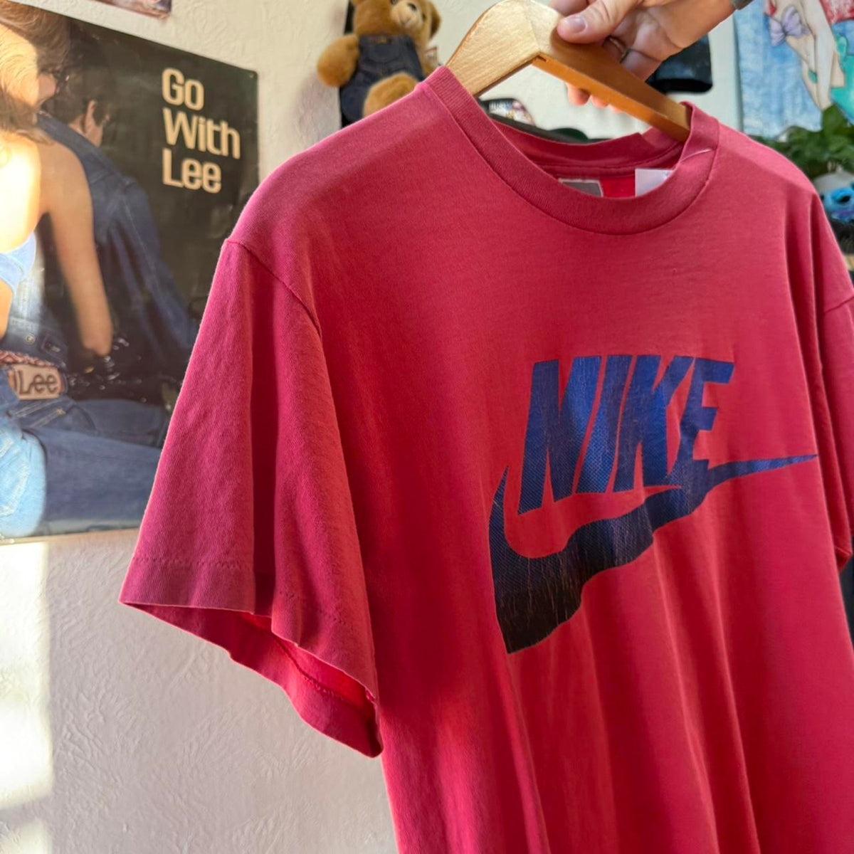 Vintage 90s Nike Swoosh Check T-Shirt - Medium