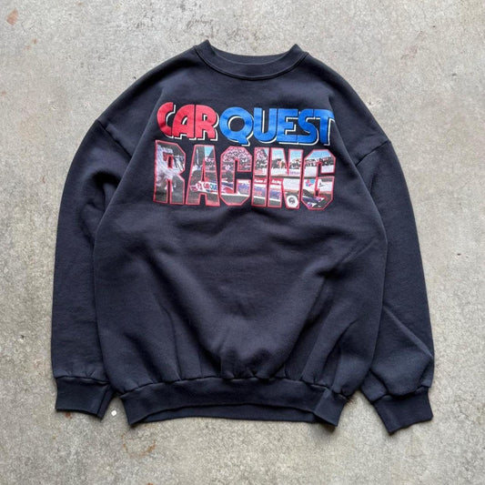 Vintage 90s Car Quest Racing Race Car Crewneck - X-Large
