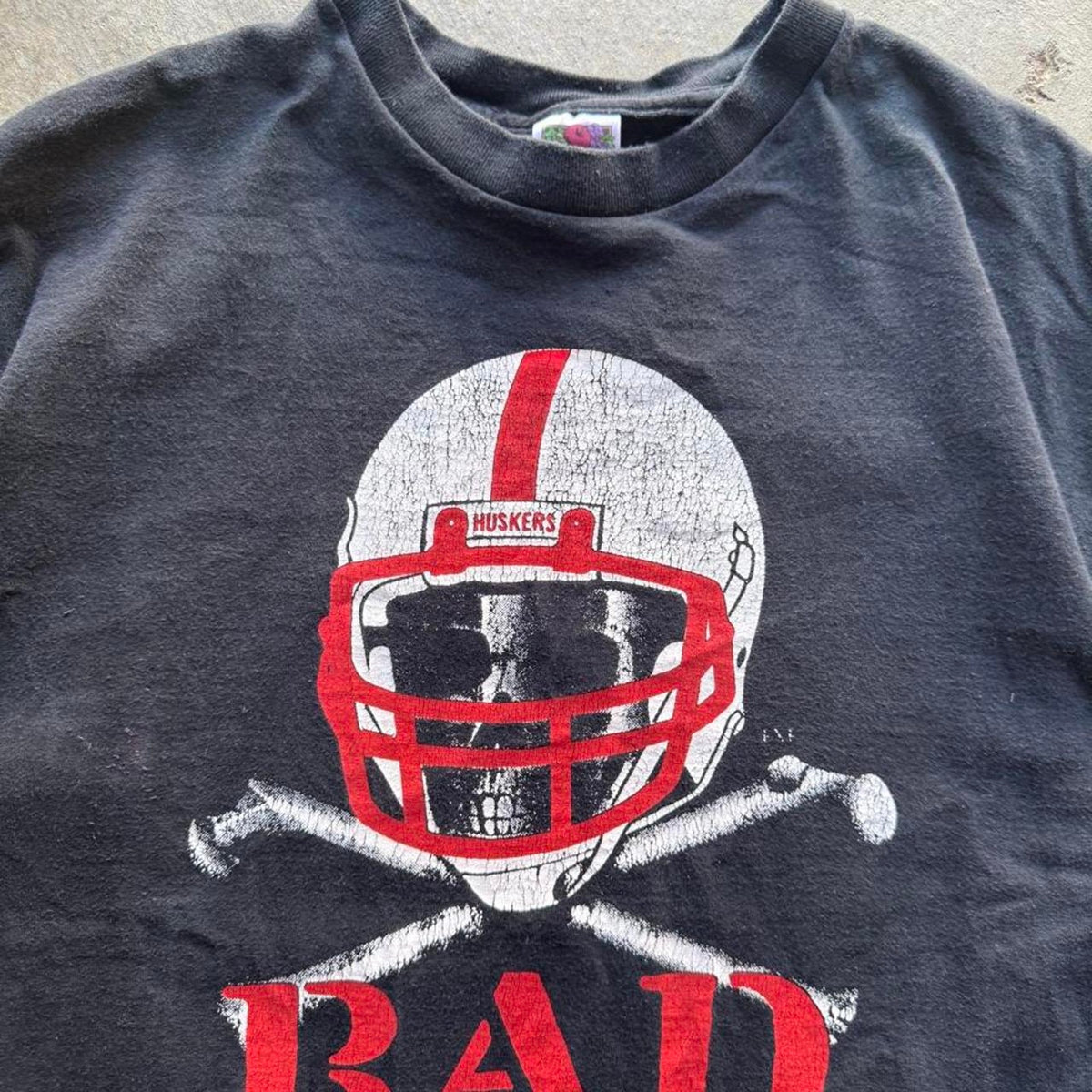 Vintage 90s Nebraska Huskers Blackshirts Bad to the Bone T-Shirt - X-Large