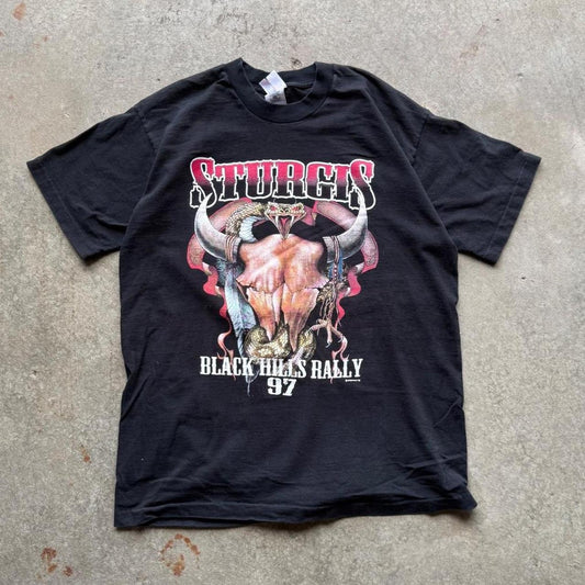 Vintage 1997 Sturgis Black Hills Rally Biker T-Shirt - X-Large