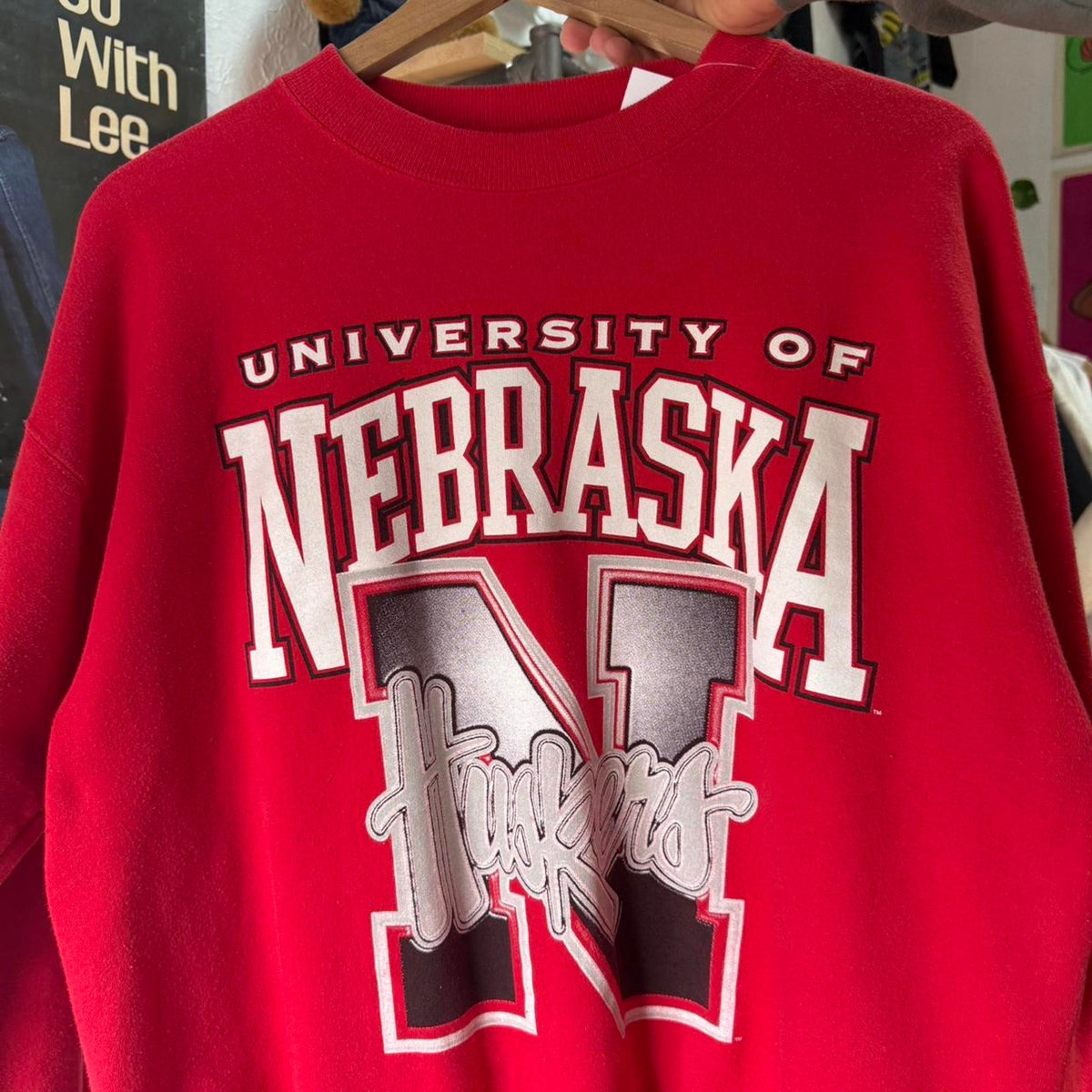Vintage 90s Nebraska Huskers Big N Football Crewneck - Large