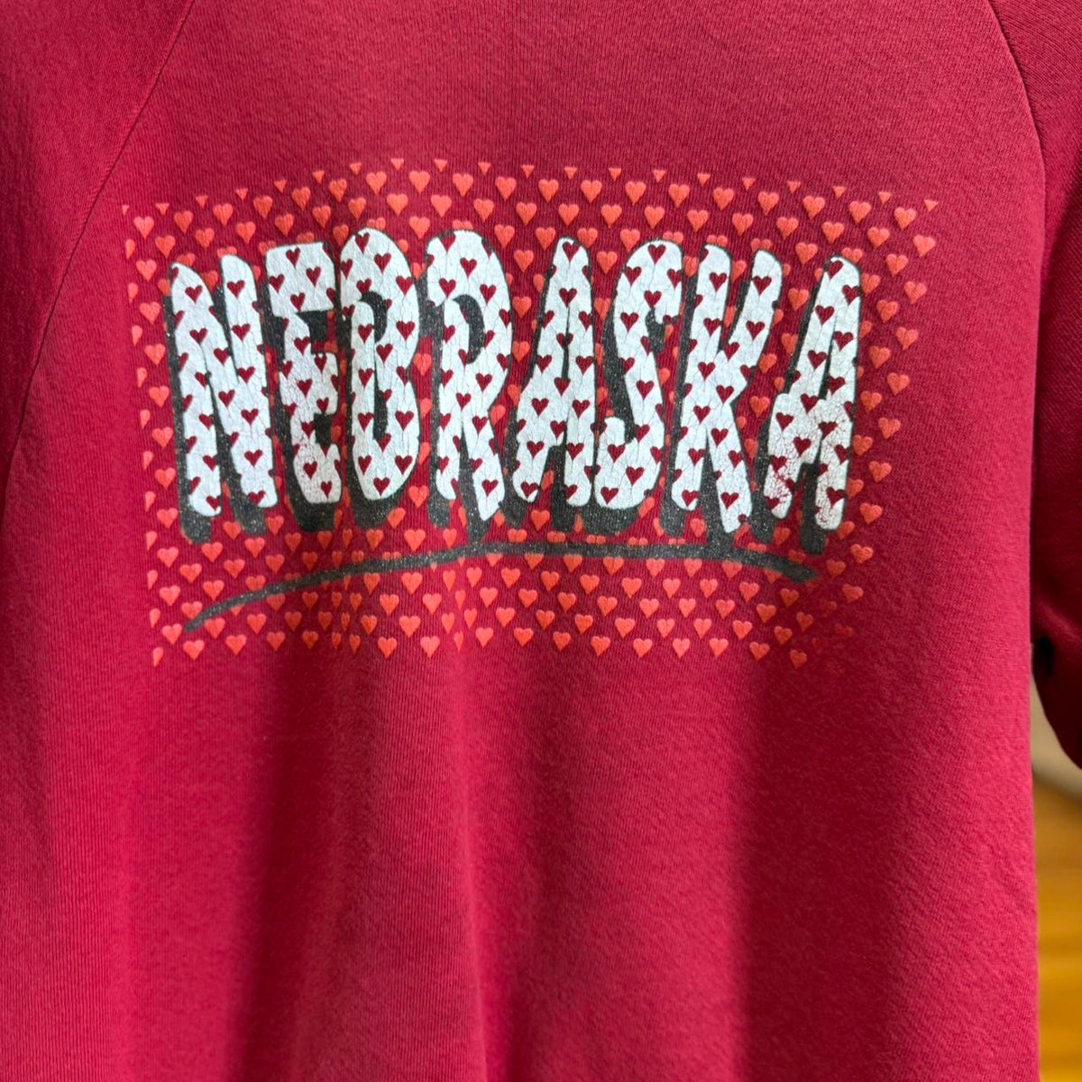 Vintage 90s Nebraska Huskers Football Hearts Crewneck