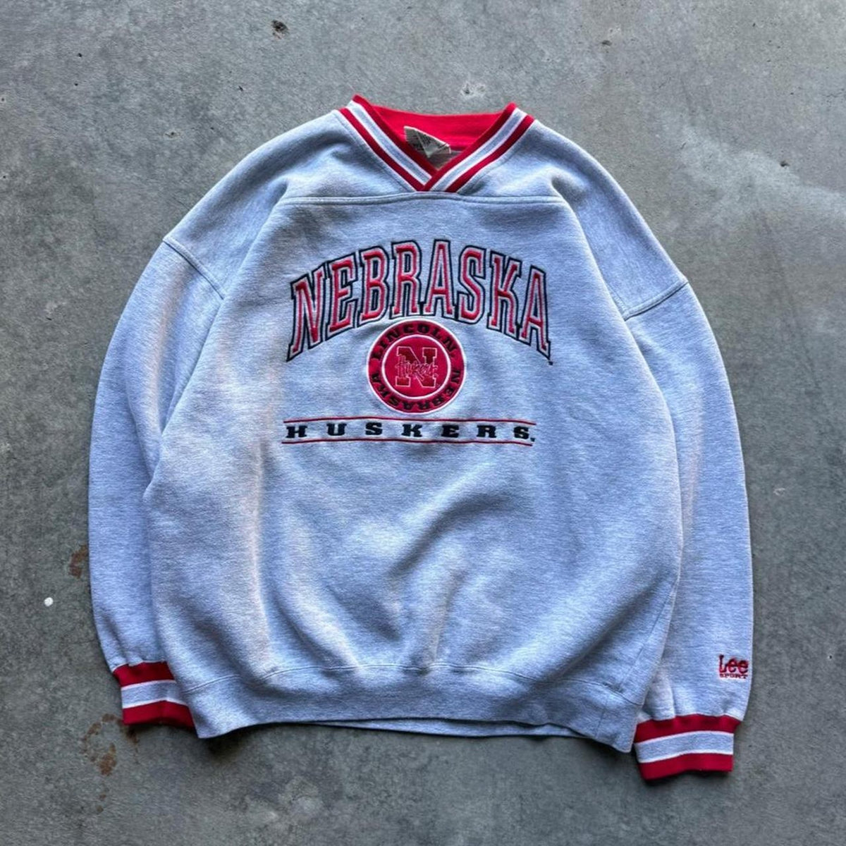Vintage 90s Nebraska Huskers Embroidered Lee Sport Crewneck - X-Large