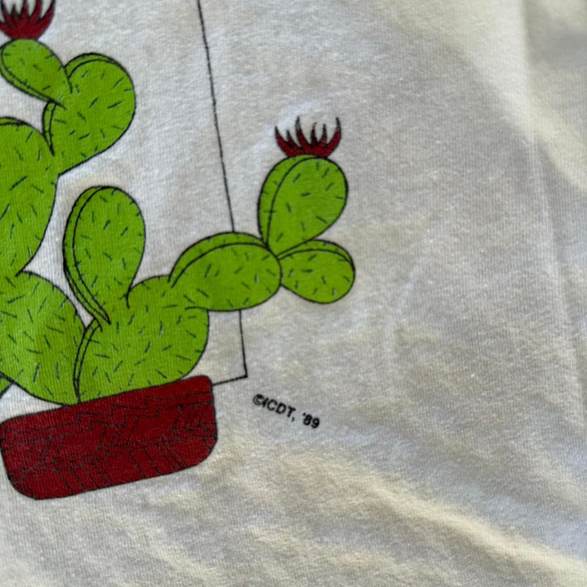 Vintage 80s Cactus Plant Art Style Tank Top - Kids X-Large