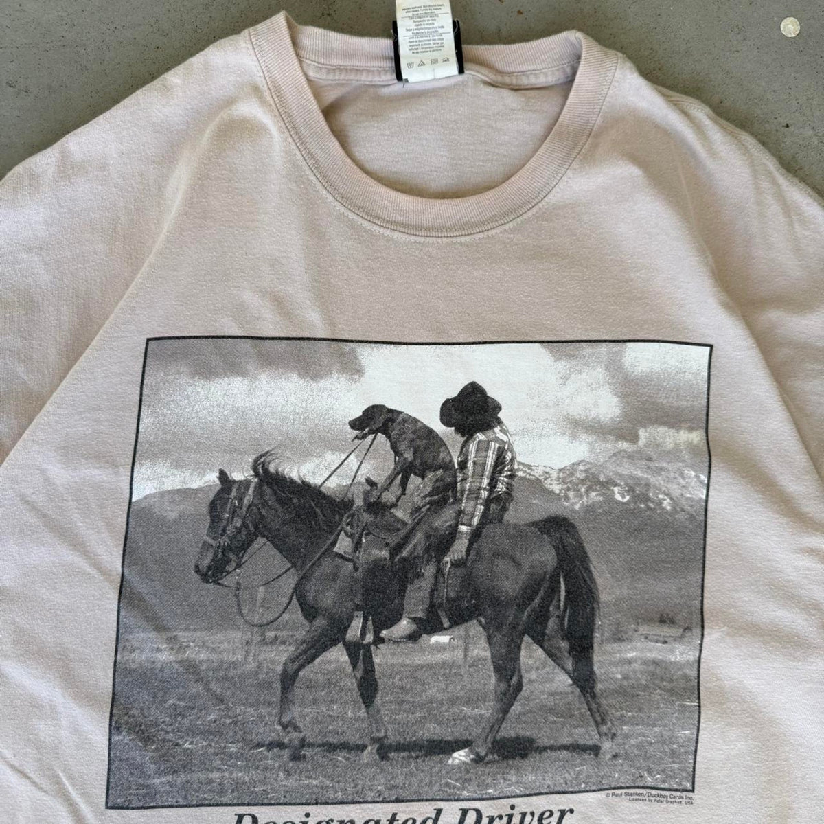 Vintage Designated Driver Cowboy Dog Horse Humor T-Shirt - X-Large