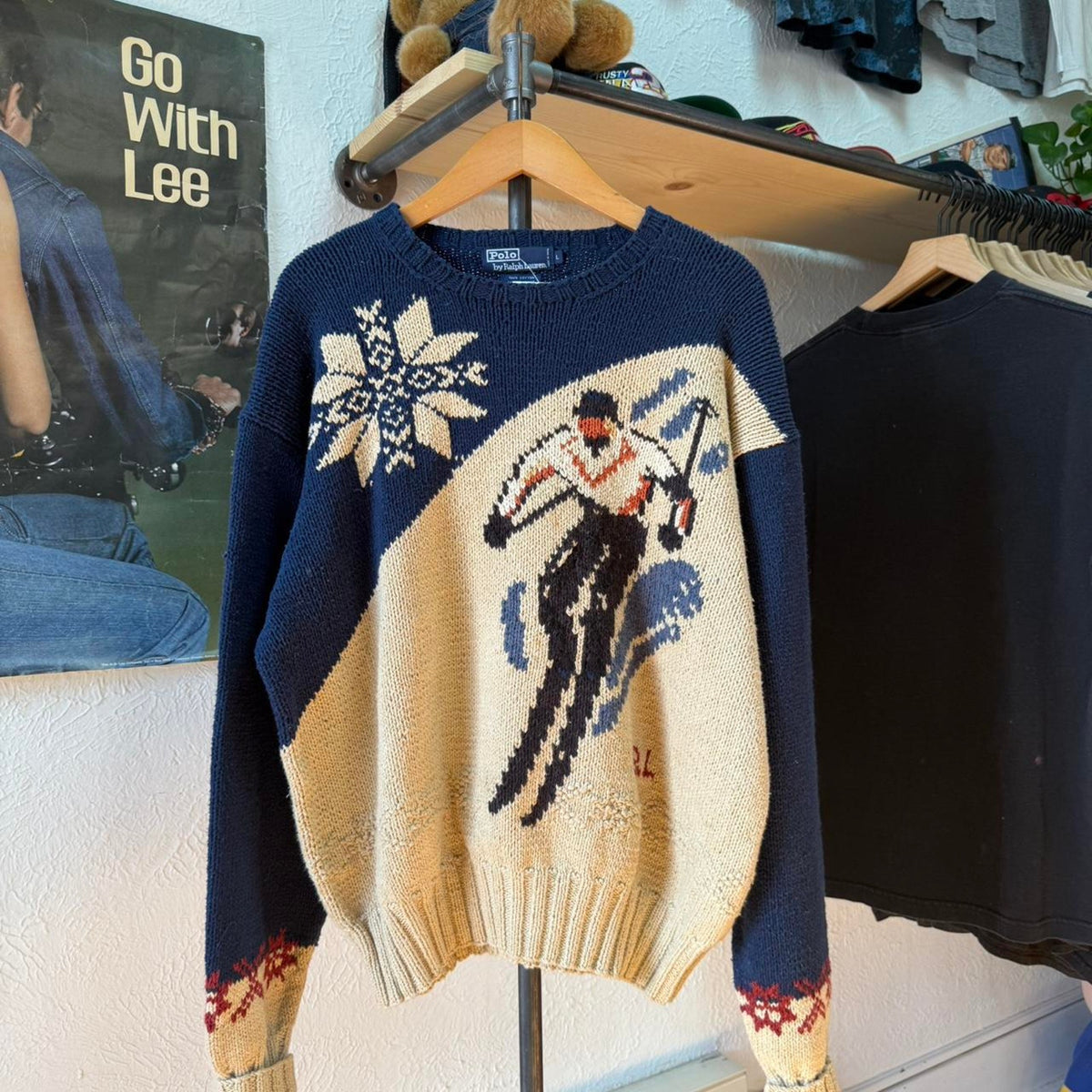 Vintage Polo Ralph Lauren RL Ski Skiing Knit Sweater - Large