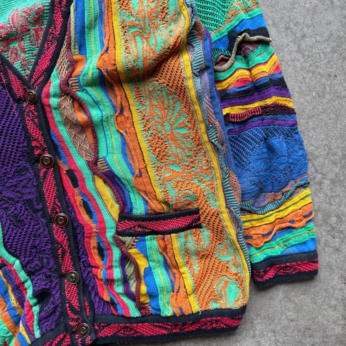 Vintage 90s Coogi 3D Knit Cardigan Sweater - Medium