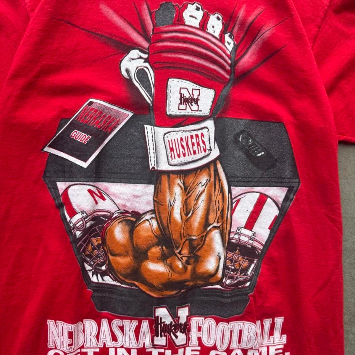 Vintage 90s Nebraska Huskers TV Reach Through T-Shirt - Medium