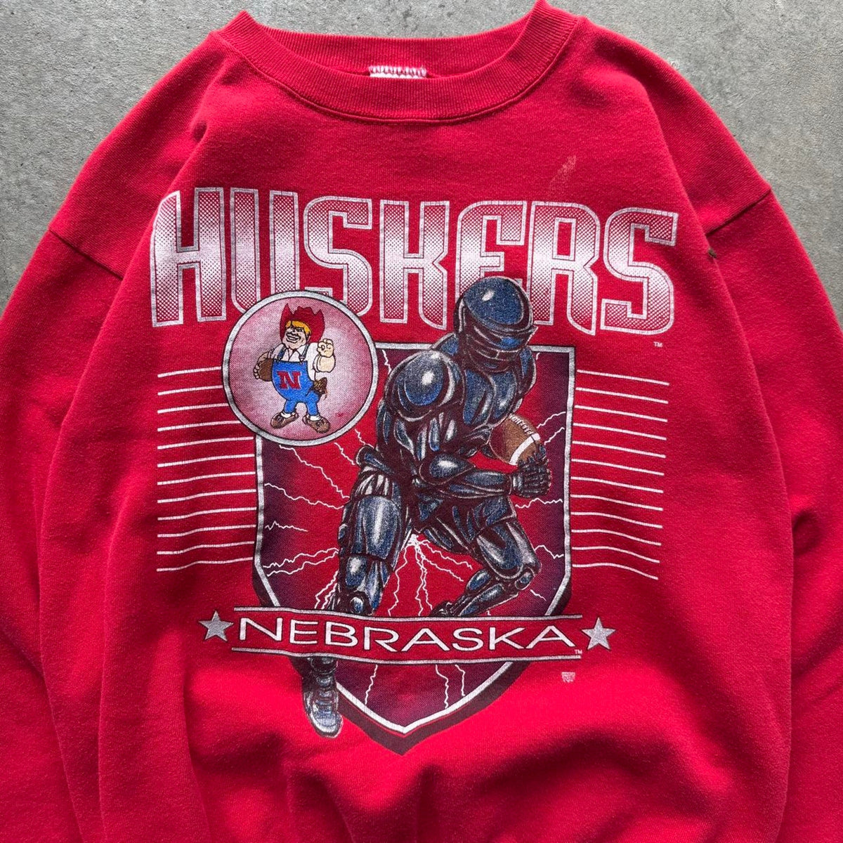 Vintage 90s Nebraska Huskers Lightning Soldier Crewneck - Large