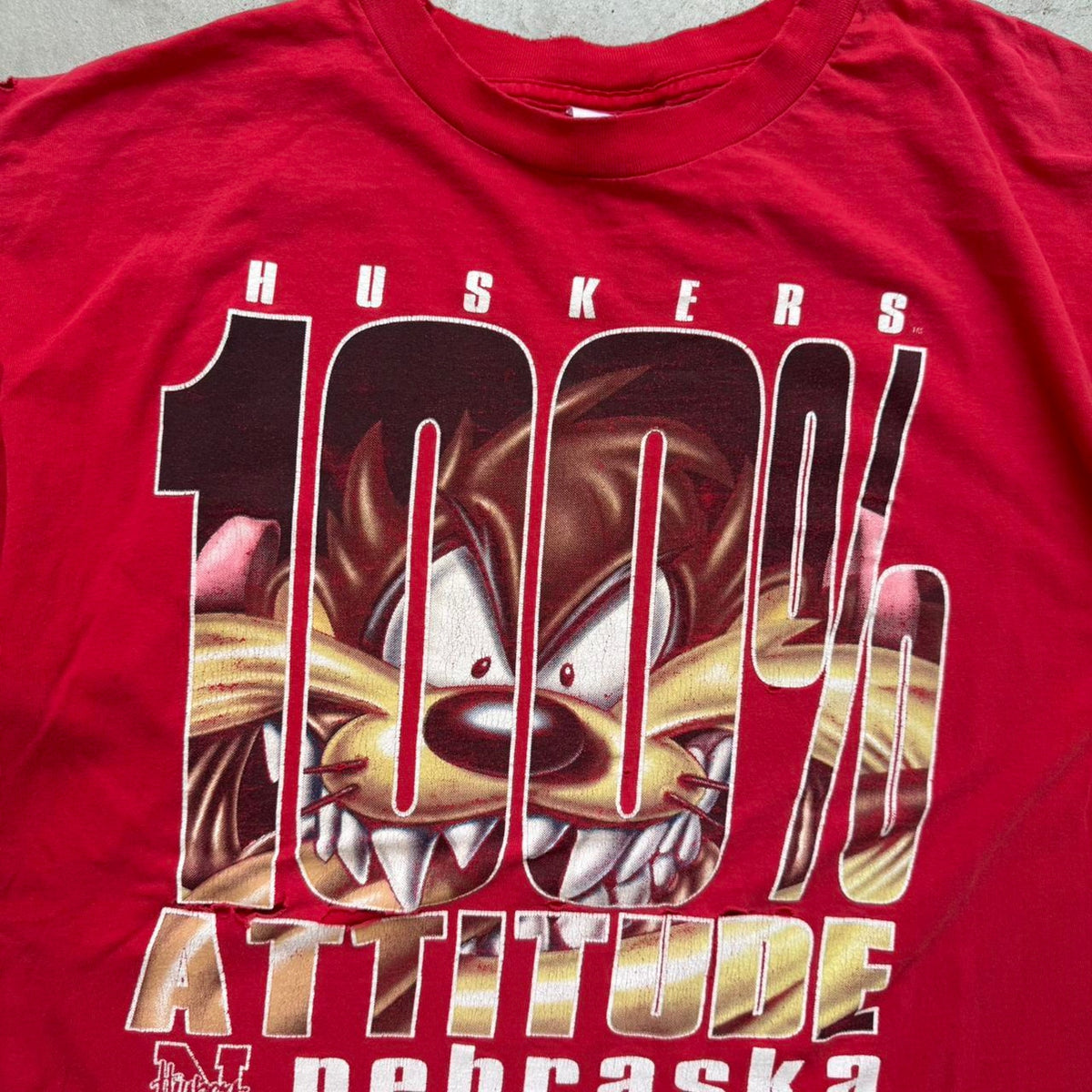 Vintage 90s Nebraska Huskers Taz Looney Tunes T-Shirt - X-Large
