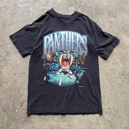 Vintage 90s Carolina Panthers Taz Looney Tunes NFL T-Shirt - Medium