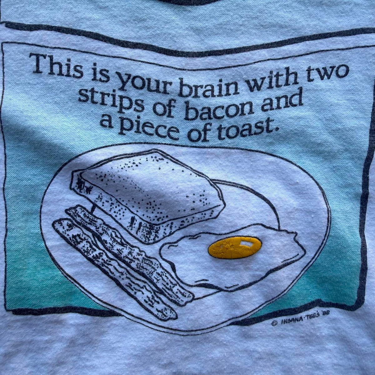 Vintage 90s Brain on Drugs Egg Breakfast T-Shirt - Large