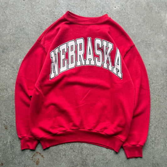 Vintage 90s Nebraska Huskers Spell Out Crewneck - Large