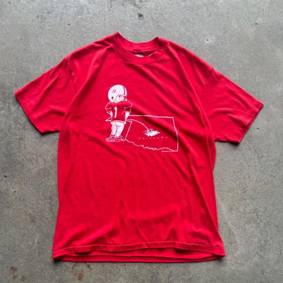 Vintage 80s Nebraska Huskers Pee on Oklahoma T-Shirt - X-Large