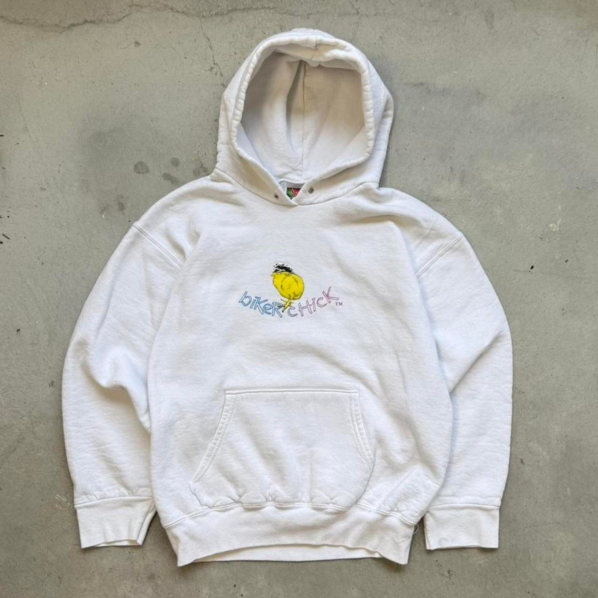 Vintage 90s Biker Chick Motorcycle Hoodie - Medium (W)