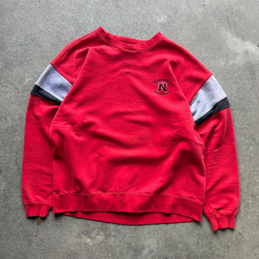 Vintage 90s Nebraska Huskers Striped Crewneck - X-Large
