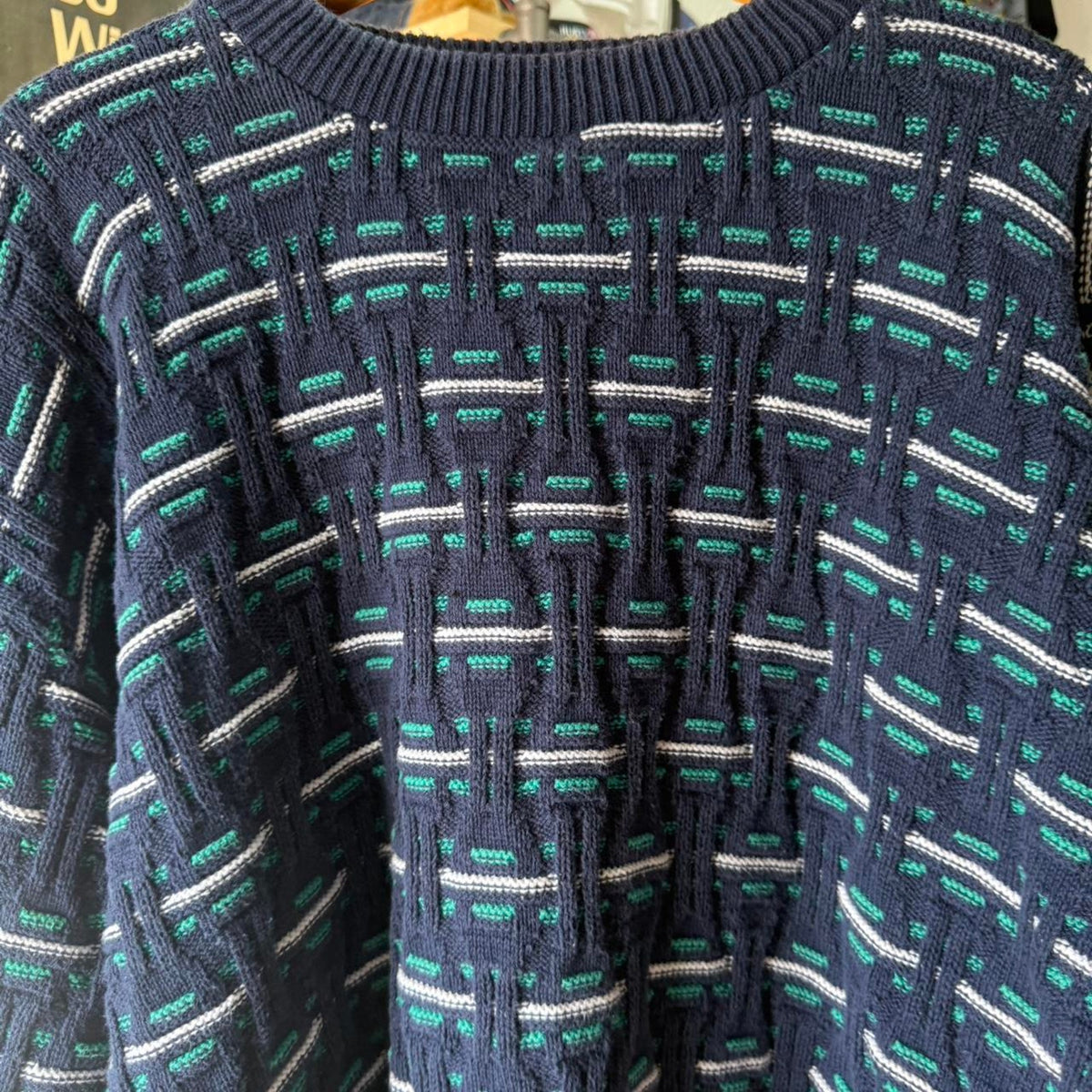 Vintage 90s Patterned Knit Sweater - X-Large