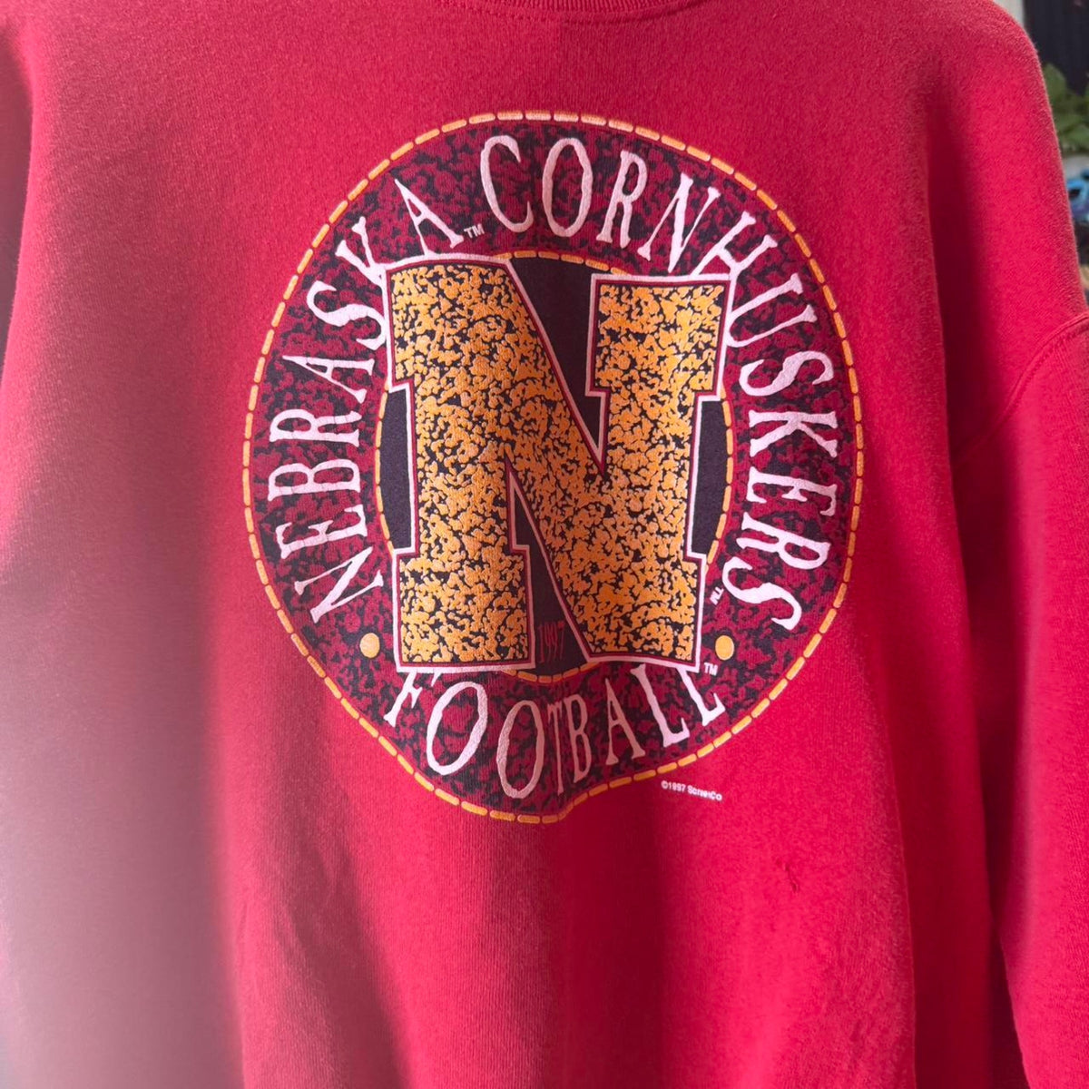 Vintage 90s Nebraska Huskers Football Crewneck - Large