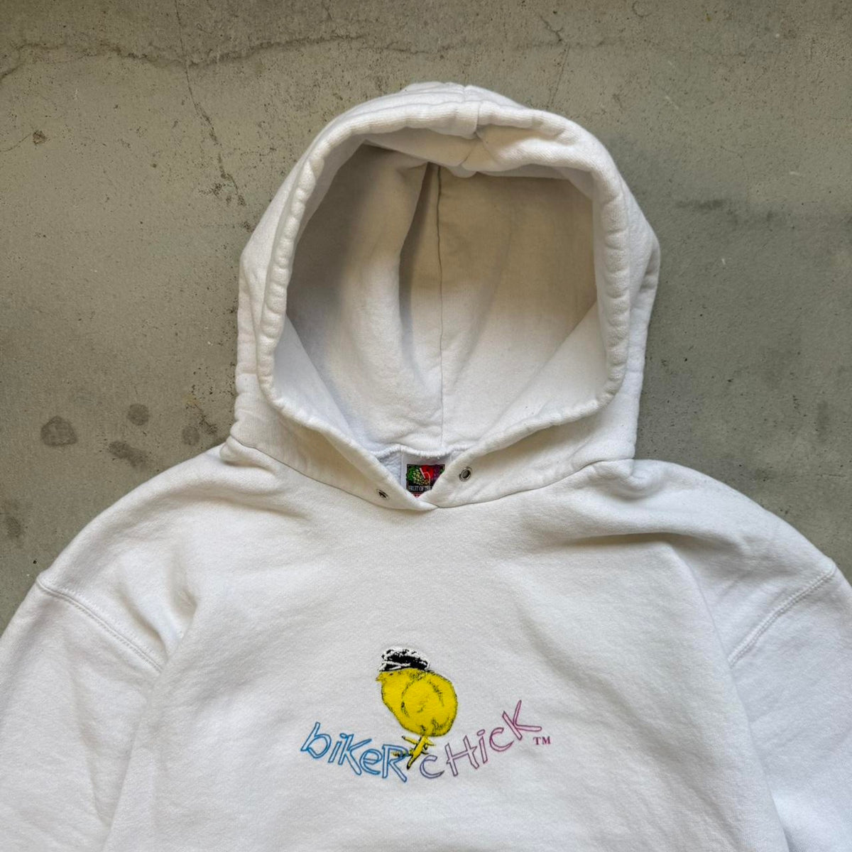 Vintage 90s Biker Chick Motorcycle Hoodie - Medium (W)