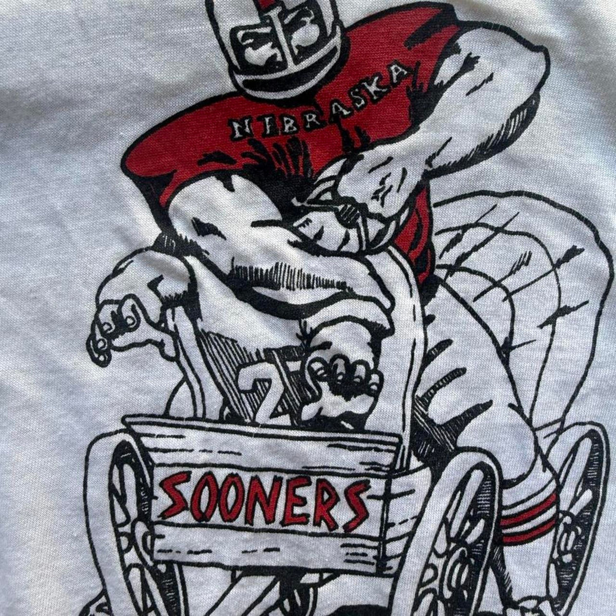 Vintage 80s Nebraska Huskers I’d Sooner be Dead Ringer T-Shirt - X-Large