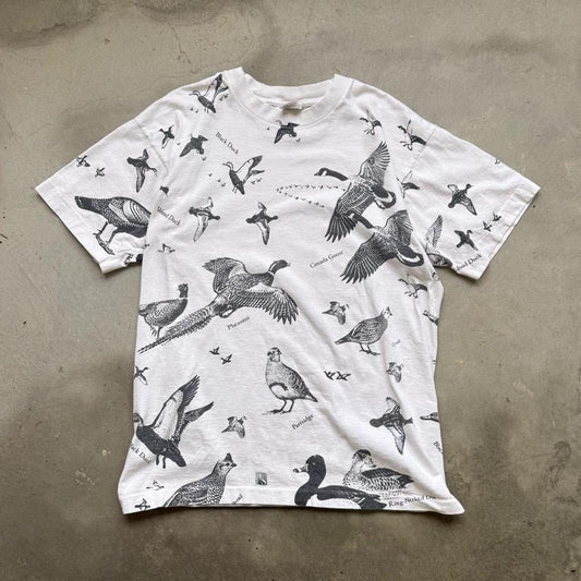 Vintage 90s Bird Animal Nature All Over Print T-Shirt - Large