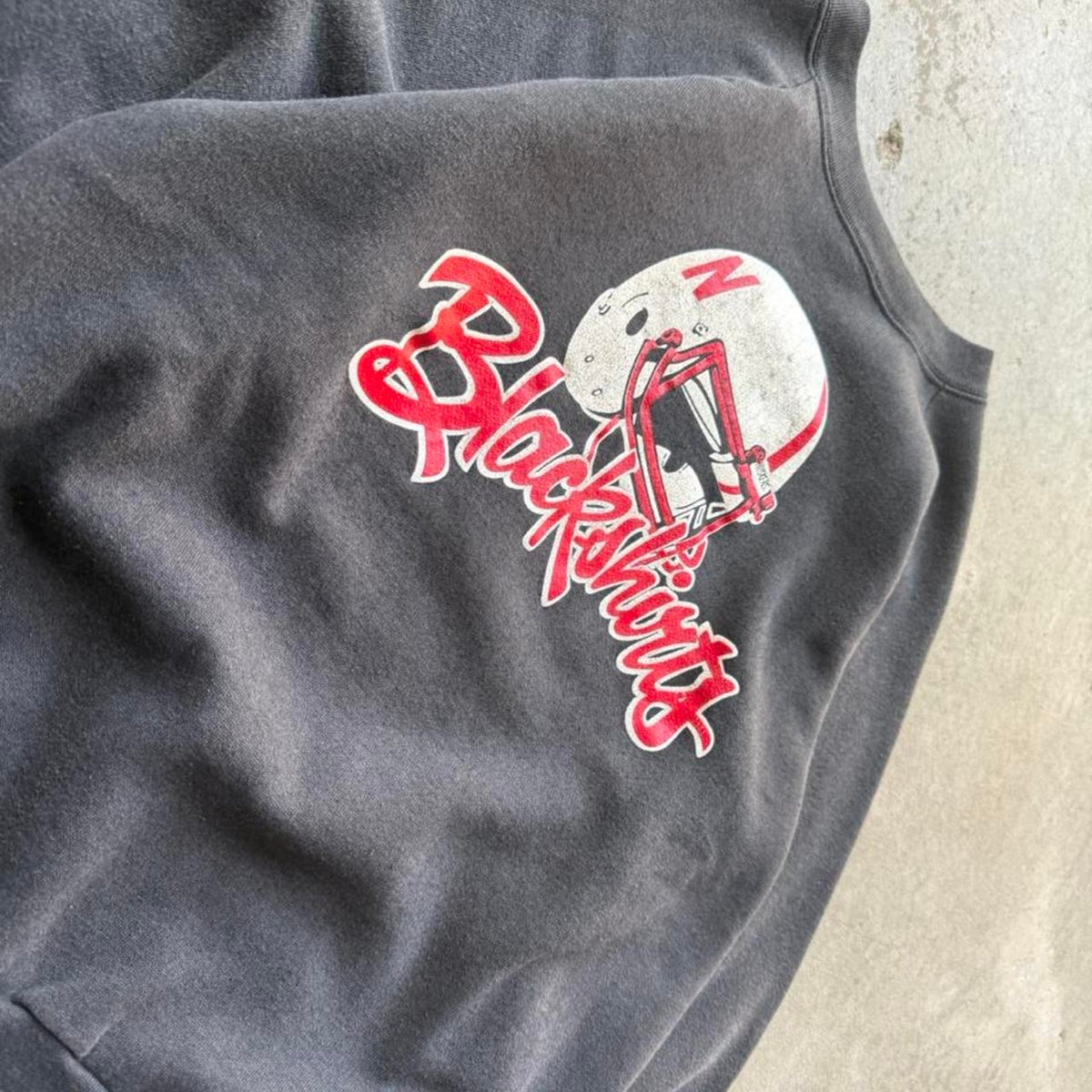 Vintage 90s Nebraska Huskers Blackshirts Helmet Crewneck - Large
