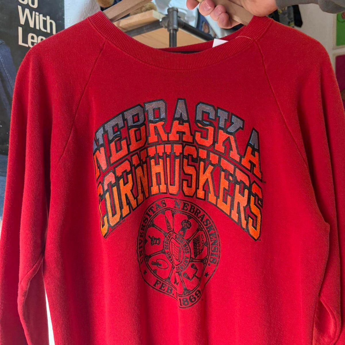 Vintage 80s Nebraska Huskers School Crest Crewneck - X-Large