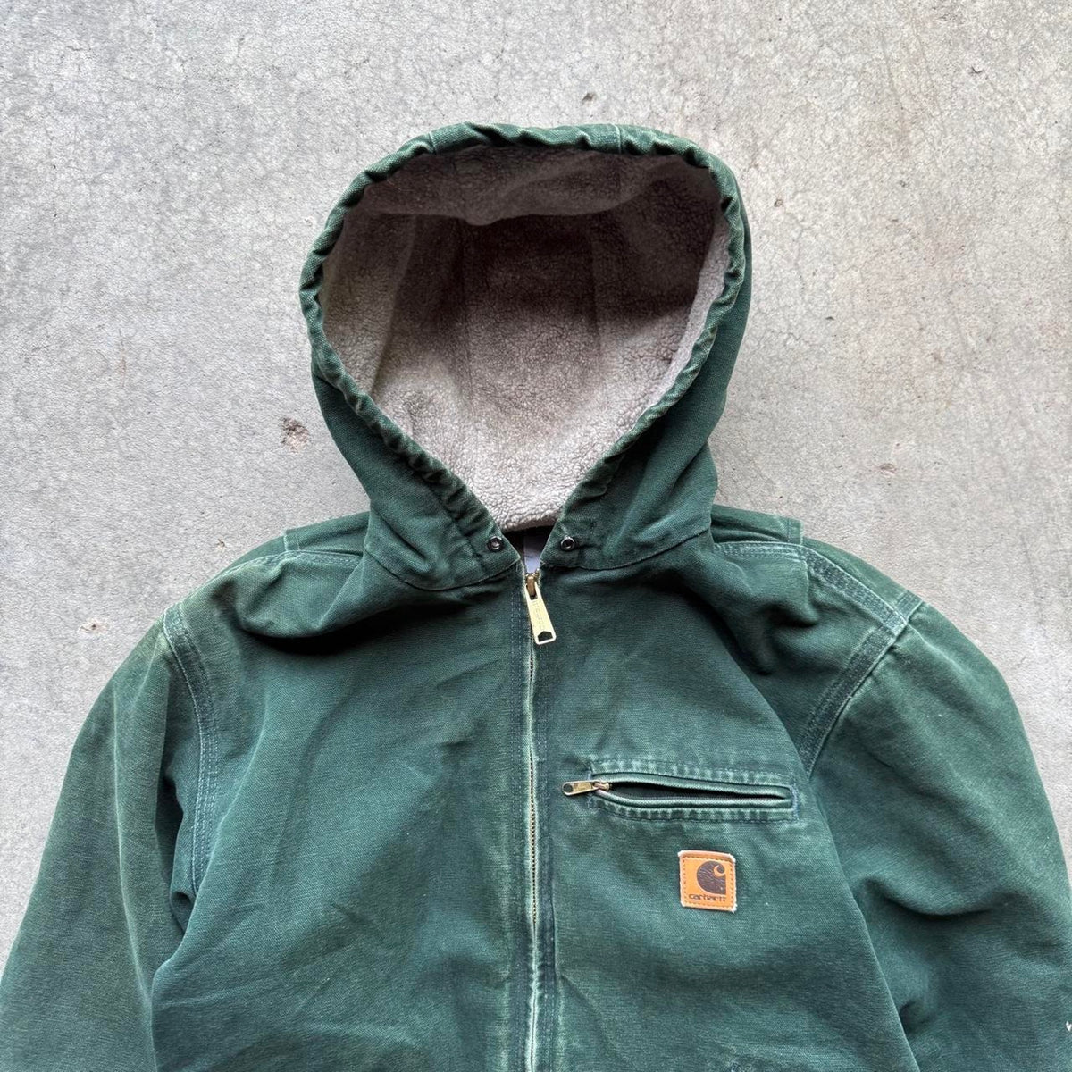 Vintage Carhartt J141 Detroit Hooded Fleece Lined Jacket - Small