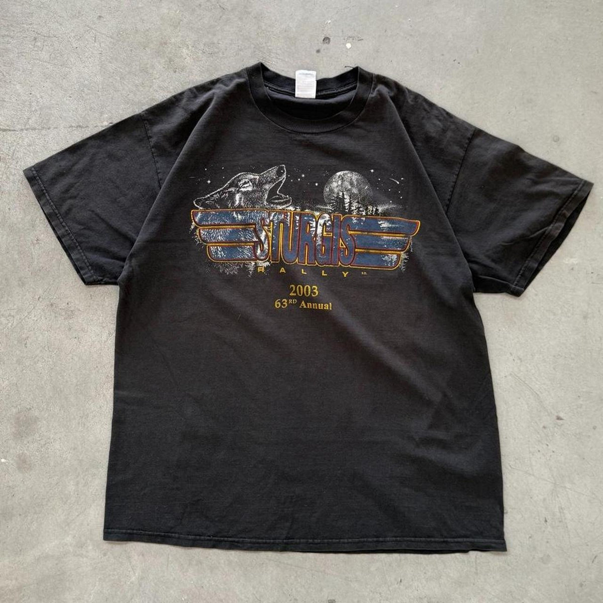 Vintage 2003 Sturgis Motorcycle Rally Biker Wolf T-Shirt - X-Large