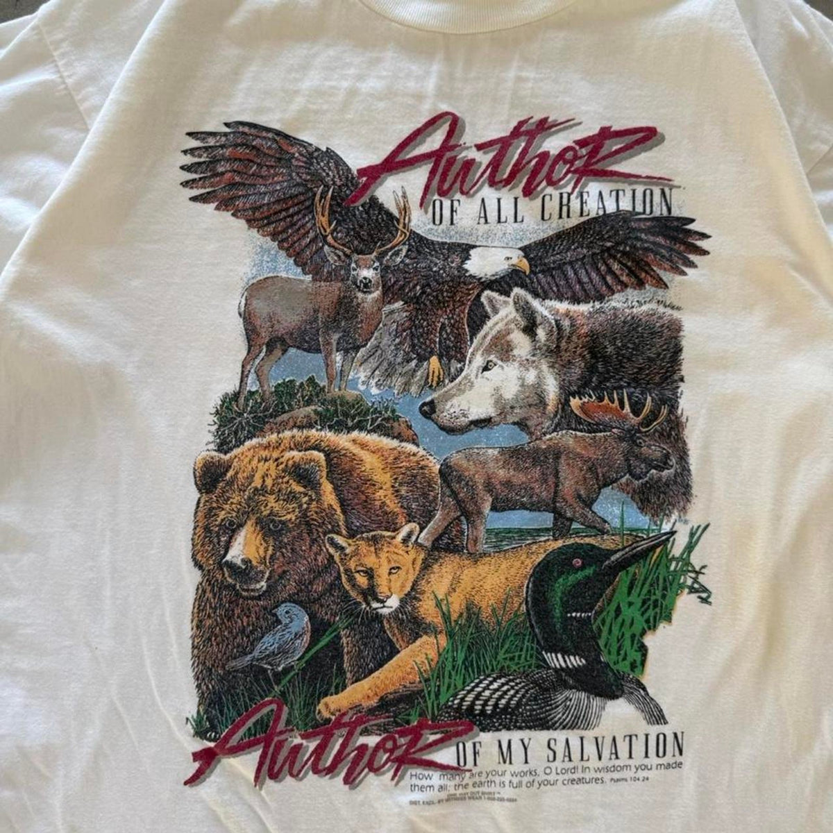 Vintage 90s Author of All Creation Jesus Bible T-Shirt - Large