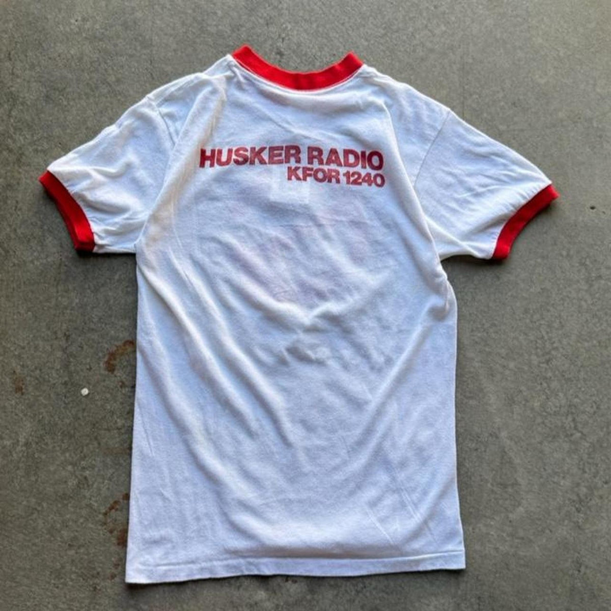 Vintage 80s Nebraska Huskers Sooner Busters Ringer T-Shirt - Large