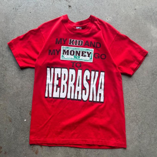 Vintage 90s Nebraska Huskers My Kid and My Money T-Shirt - Large