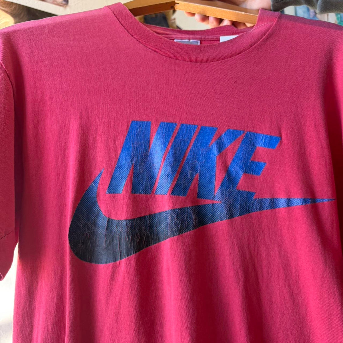 Vintage 90s Nike Swoosh Check T-Shirt - Medium