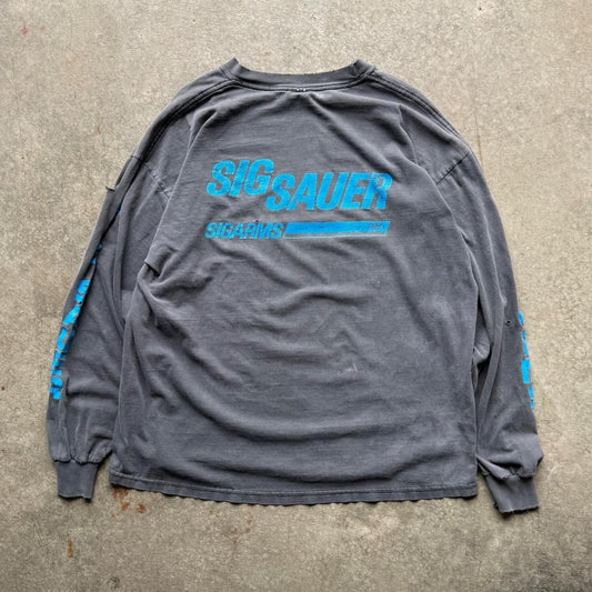 Vintage Faded Black Sig Sauer Gun T-Shirt - X-Large