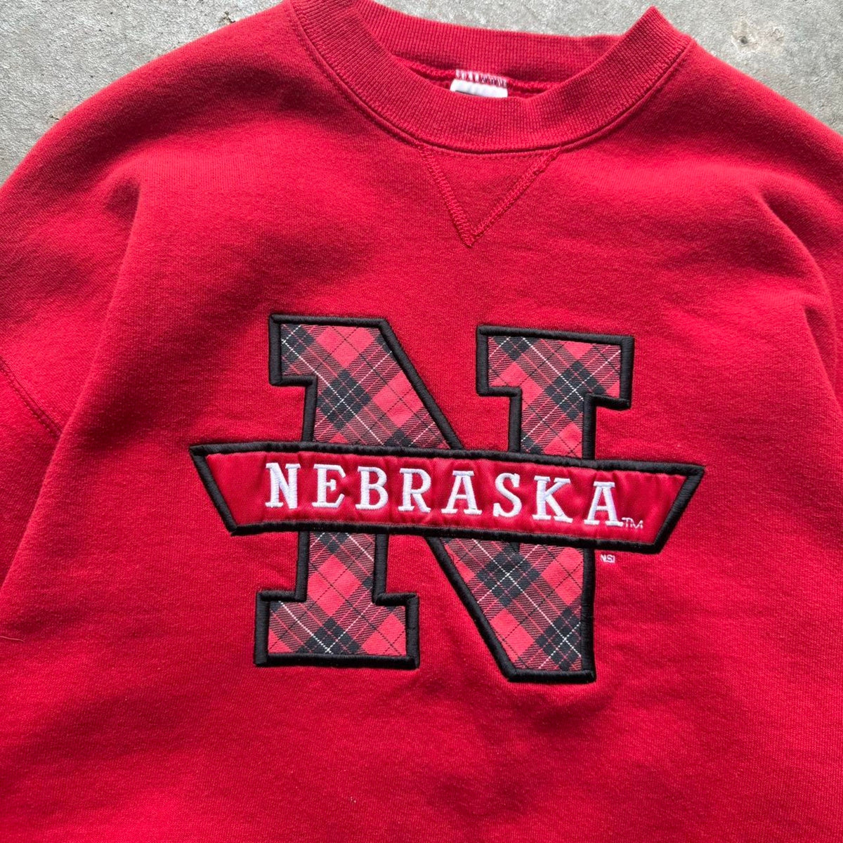 Vintage 90s Nebraska Huskers Plaid Crewneck - X-Large