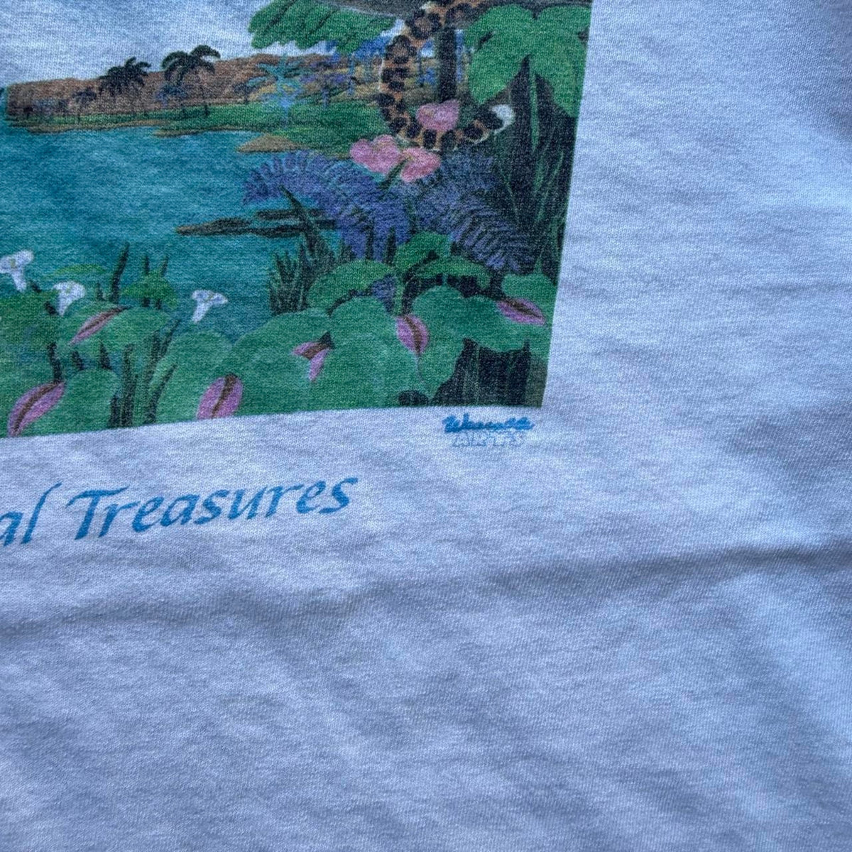 Vintage 90s Save the Tropical Treasures Animal Forest T-Shirt - Large