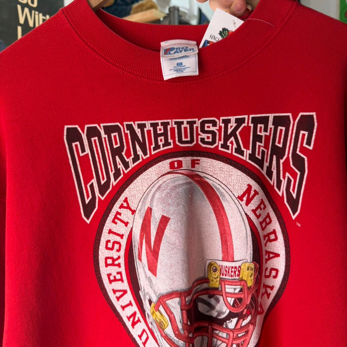 Vintage 90s Nebraska Huskers Pro Player Helmet Crewneck - XX-Large