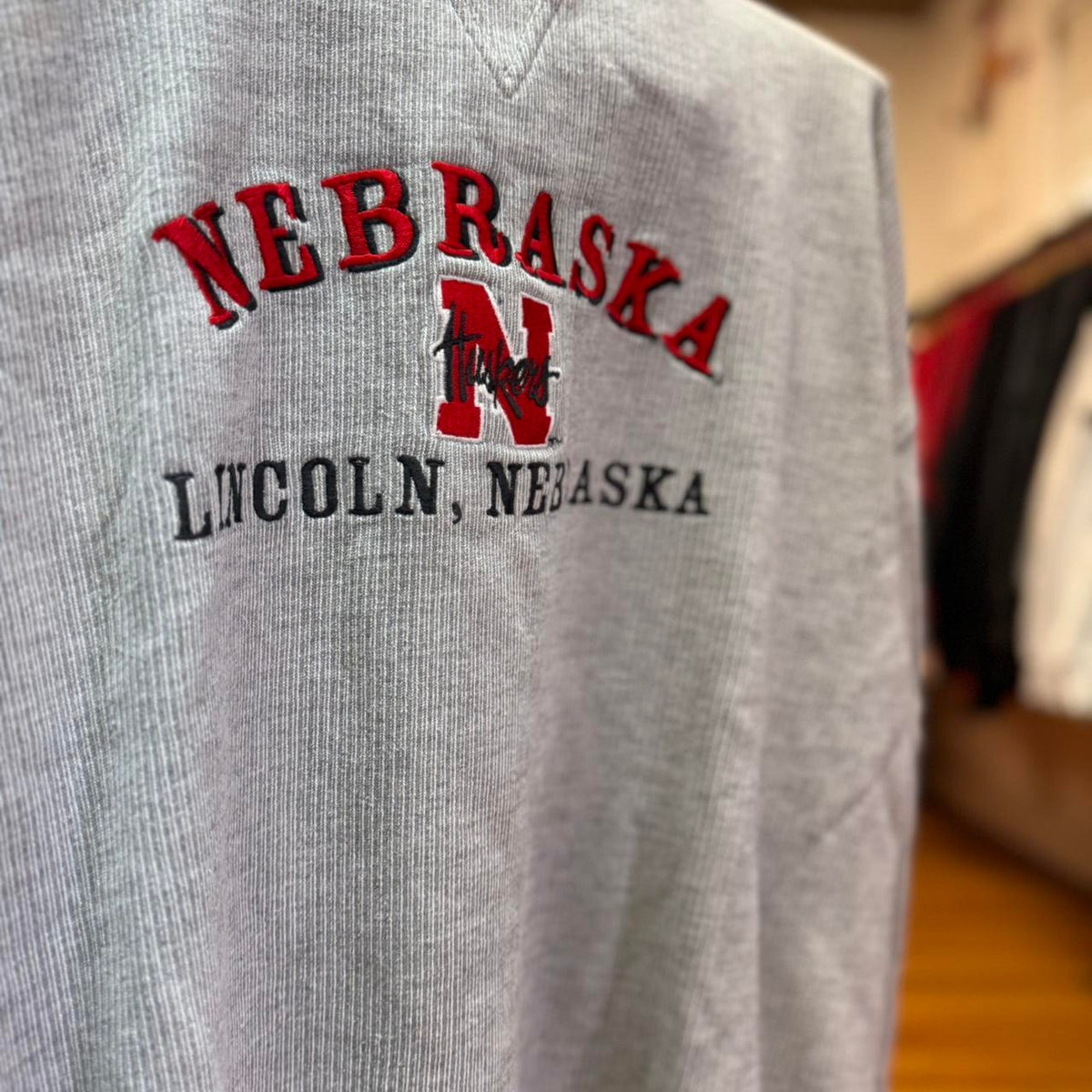 Vintage 90s Nebraska Huskers Ringed Sleeve Crewneck - Large
