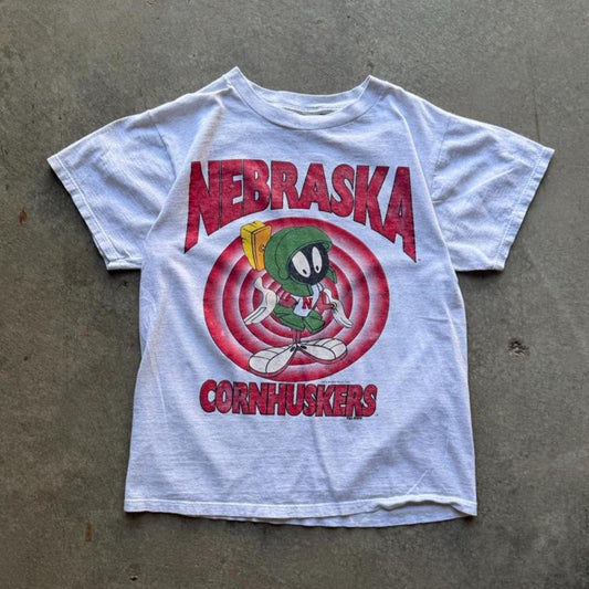Vintage 90s Nebraska Cornhuskers Marvin the Martian Looney Tunes T-Shirt - Large