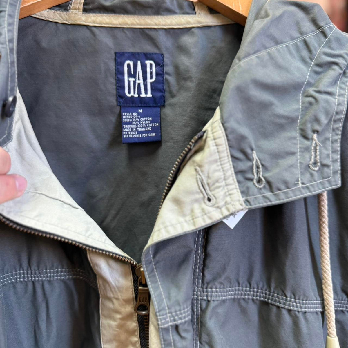 Vintage 90s Gap Utility Hooded Light Jacket - Medium