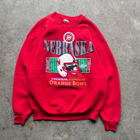 Vintage 1992 Nebraska Huskers FedEx Orange Bowl Crewneck - Large