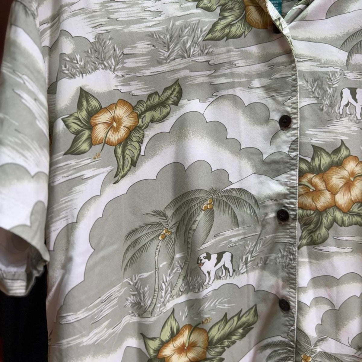 Vintage 90s Big Dogs Hawaiian Print Button Up Shirt - X-Large