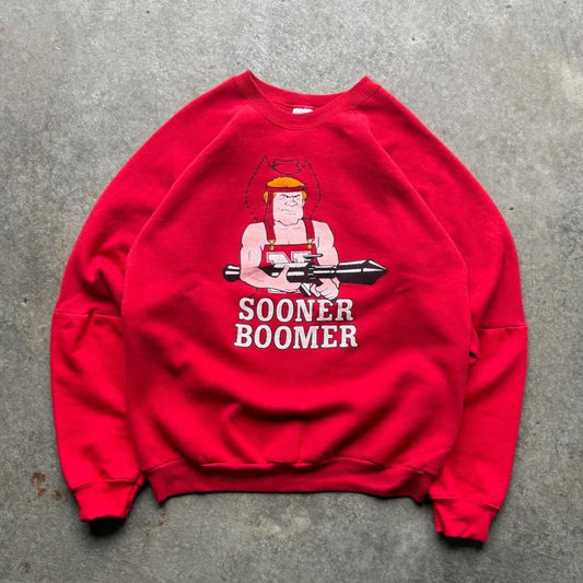 Vintage 90s Nebraska Huskers Sooner Boomer Rambo Crewneck - X-Large