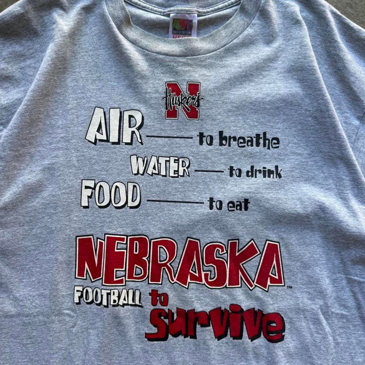 Vintage 90s Nebraska Huskers Football to Survive T-Shirt - X-Large