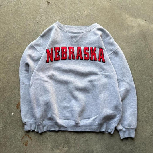 Vintage 90s Nebraska Huskers Spell Out Crewneck - Medium