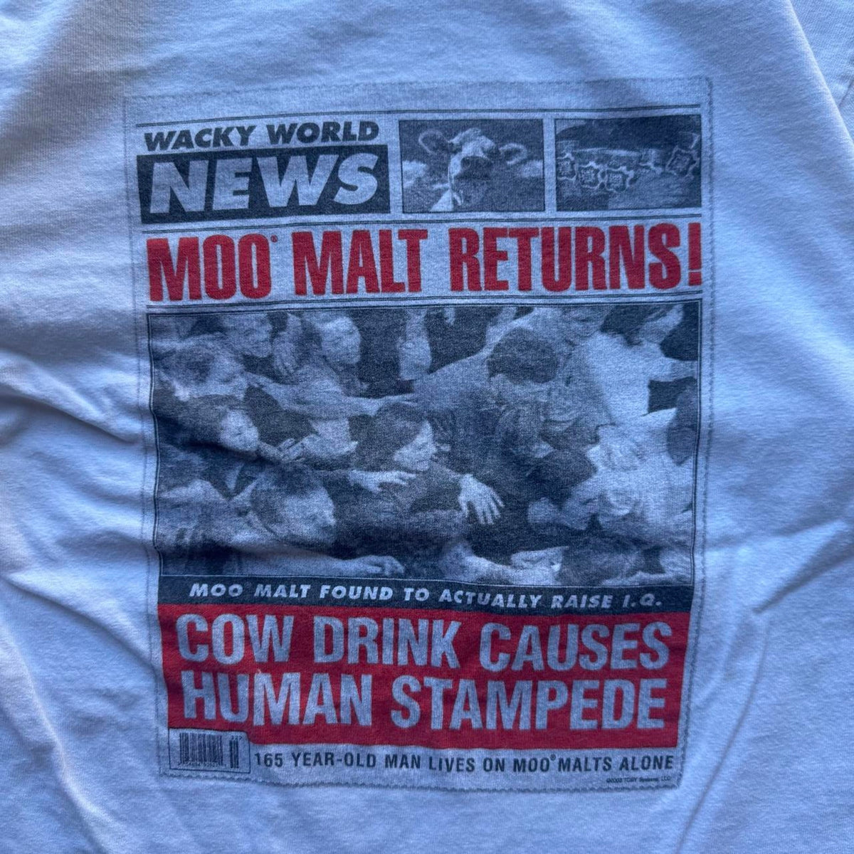 Vintage Y2K TCBY Moo Malt Newspaper T-Shirt - Small
